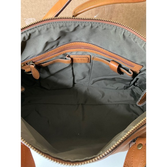 Vintage Cole Haan Brown Leather Barrel Satchel Handbag Double Handle Boho Y2K - Picture 11 of 13